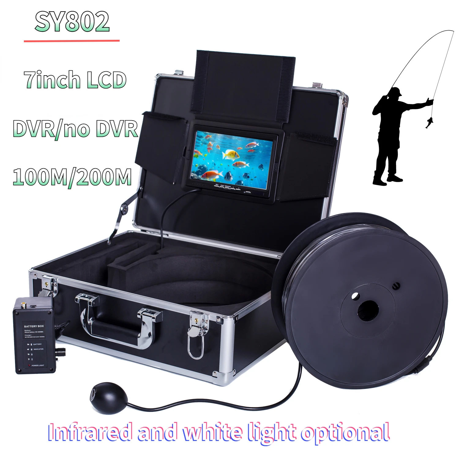Underwater Camera - SY802 Fishfinder 100M/200M met 7''Screen DVR