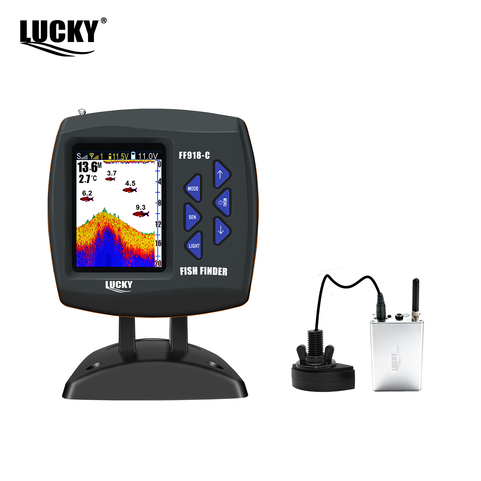 Lucky FF918 draadloze afstands - Fish Finder Transducer recensie en prijs
